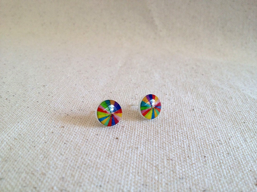 Hand Drawn Color Burst Post Earrings Studs