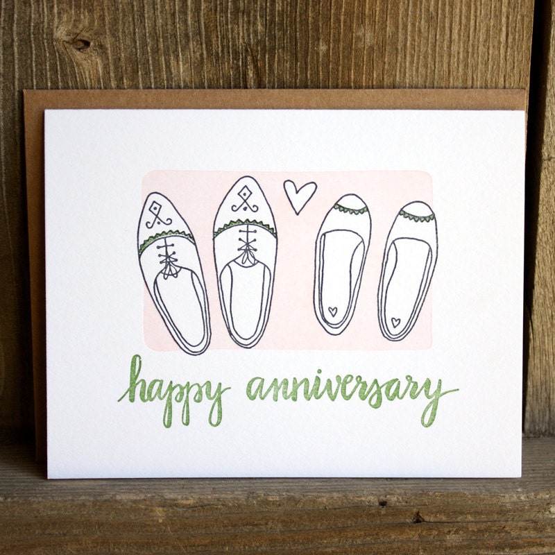 Happy Anniversary Shoes Letterpress Card