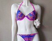 Vintage Tribal Neon Bikini - Size Medium