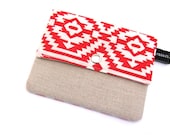 Purse / Coin Purse / Card Pouch - Hand Printed Cotton & Linen with Snap Closure
