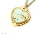 Dublin Ireland Map Necklace with Tiny Heart Locket