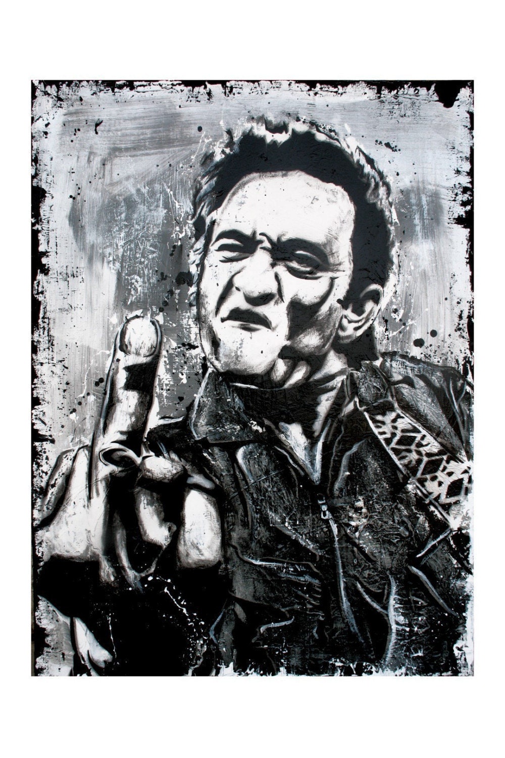 Johnny Cash - Thank You Nashville (Black and White) - 12 x 18 High Quality Art Print