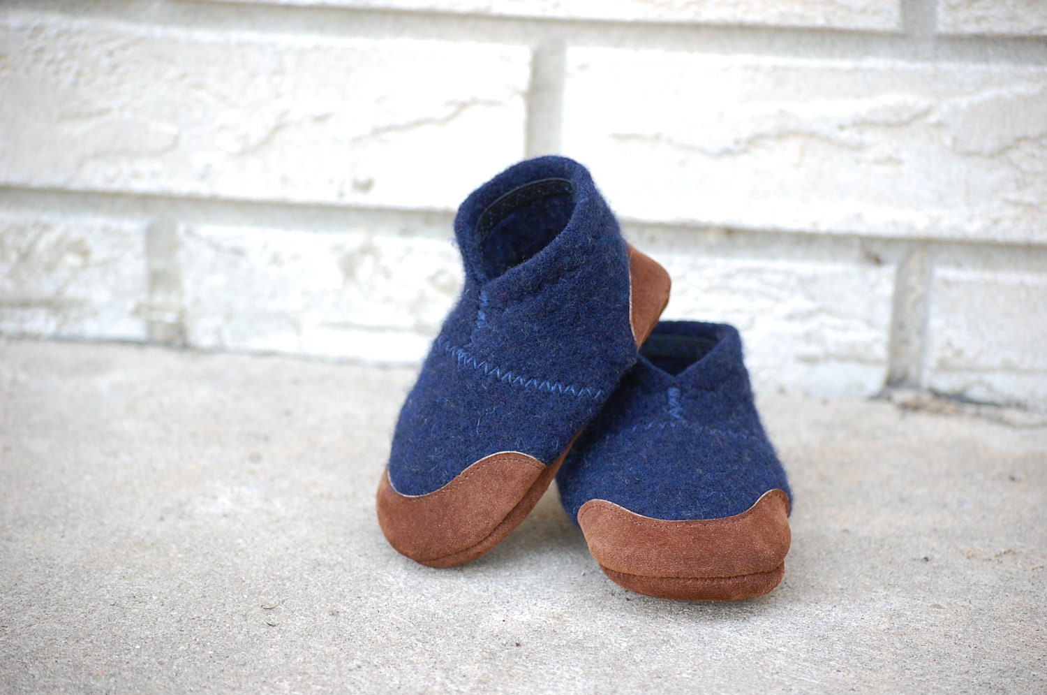 Baby Shoes, Wool Toddler Slippers, Eco Friendly, size 0-12, 6-18, 12-24 months, Out to Sea