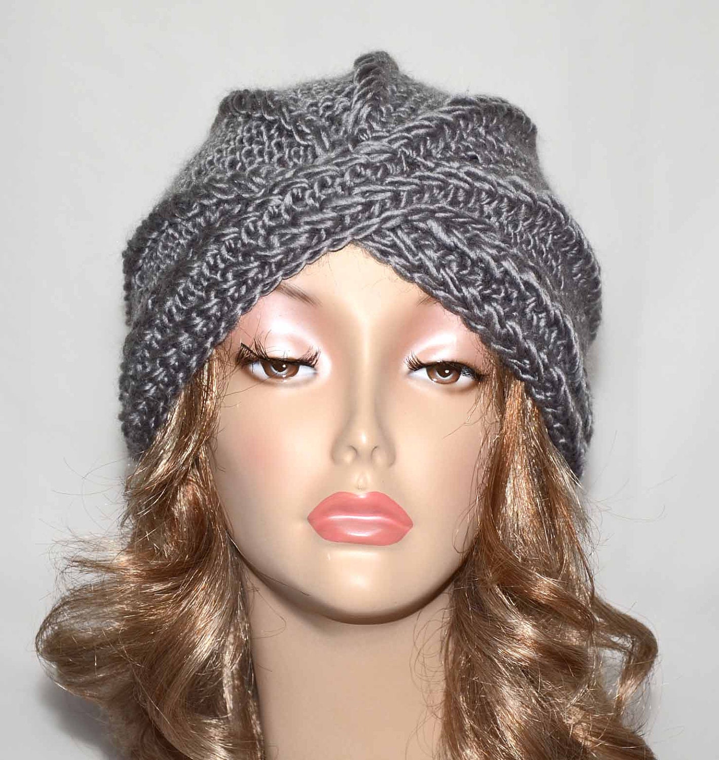 Turban Cloche Vintage Style Hat in Gray Color Ready to Ship