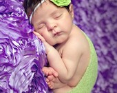 Green Coiled Rosette Flower Hair Bow Headband Baby Infant Newborn Toddlers Girls ALL AGES White Band Photography Prop Pearl
