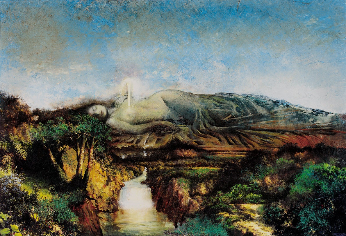 FOUNTAINHEAD Fine Art Print, Vintage Spalenka Art, Spiritual, Mother Earth, Goddess, Pagan