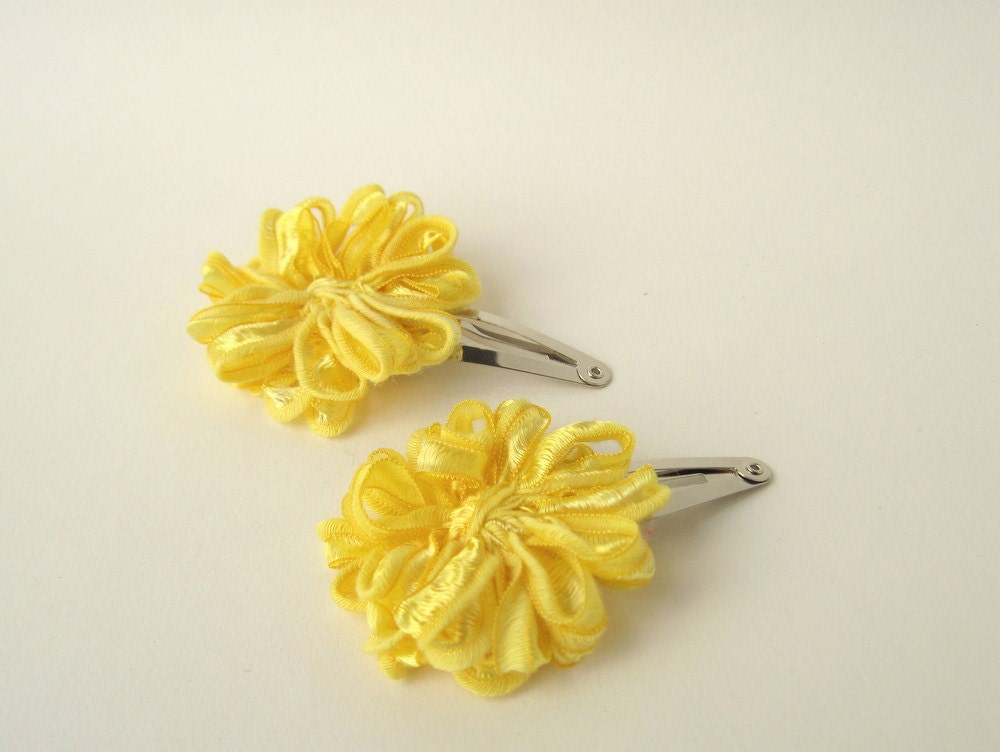 Flower Hair Clips, 2 yellow daisies for your hair