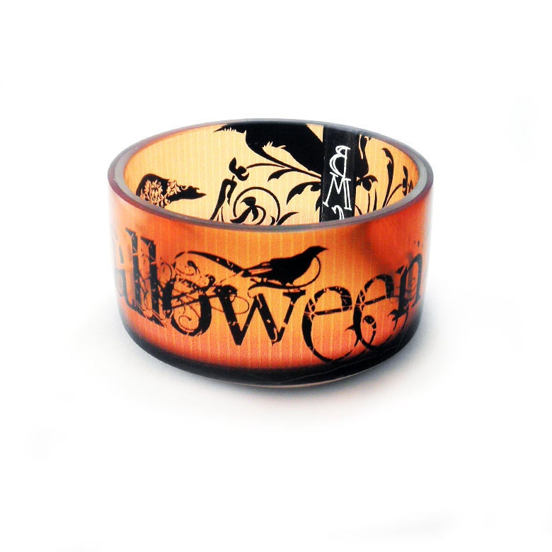 Halloween Inspired Resin Bangle,  Chunky Bangle Bracelet, photo bangle, by BuyMyCrap spooky, scary, bewitching