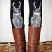 Wild Catalope Leggings - Womens Black Jersey Spandex High Waist Cat wild catalope Leggings - White and Black