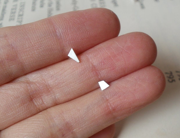 tiny quadrilaterals earring studs in sterling silver, handmade in England