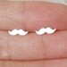 mustache earring studs in sterling silver, handmade in the UK