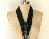 Black Cobra Snake Embossed Leather Uni Loop Necklace - Ready to Ship