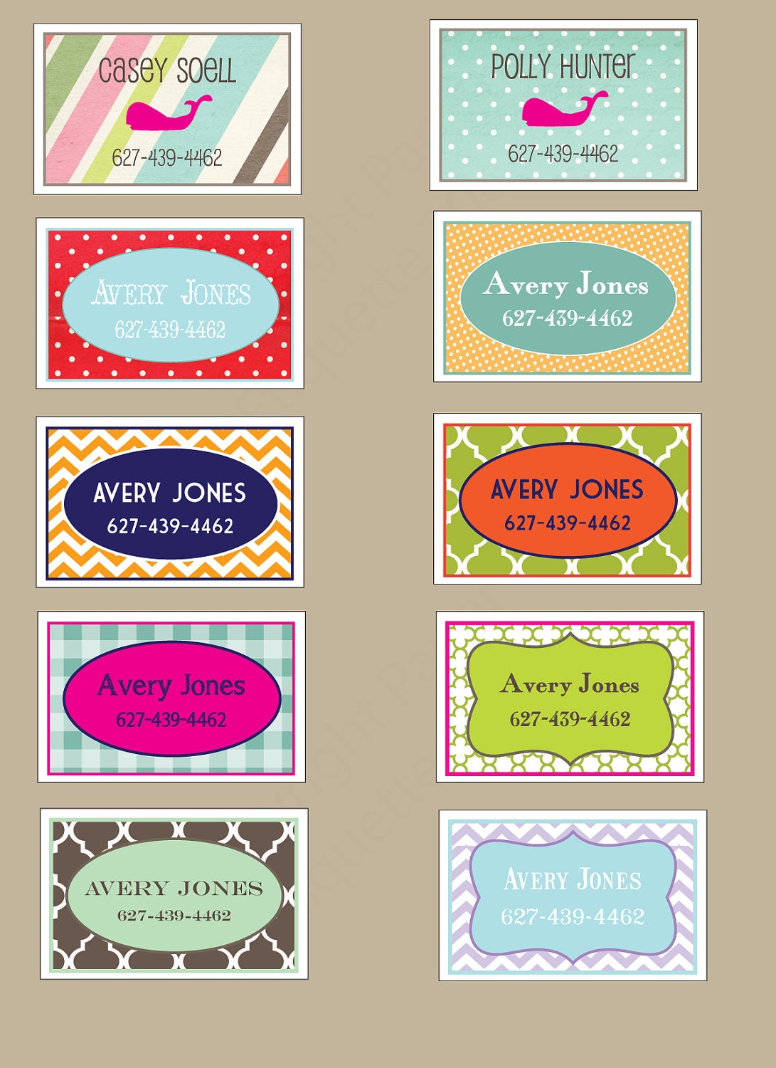 WATERPROOF  Preppy Luggage Tags, Kids Keychains or Diaper Bag Tag (Stocking Stuffers)