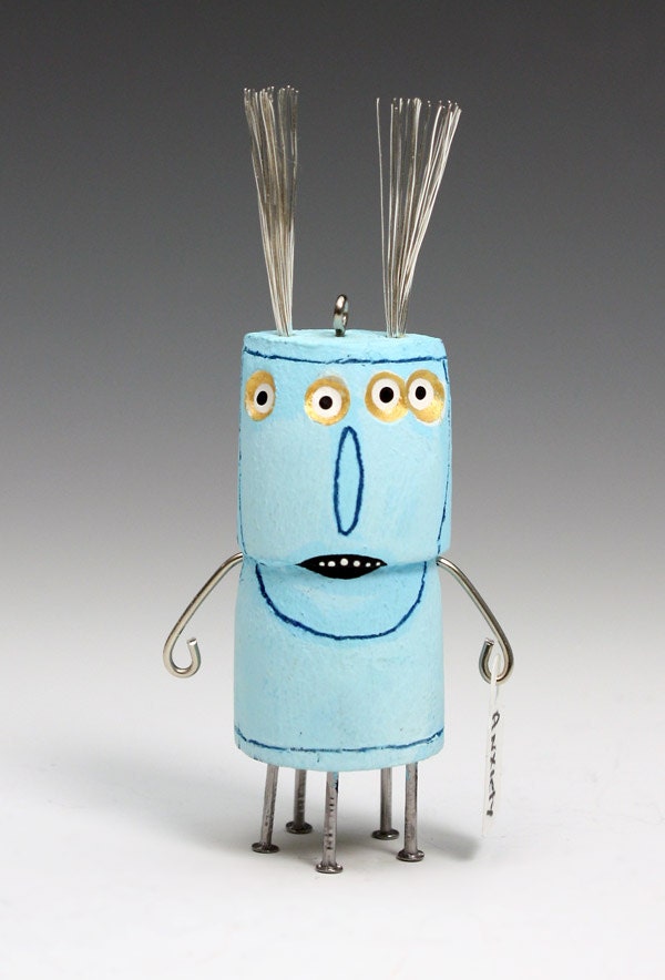 Aqua anxiety wood sculpture