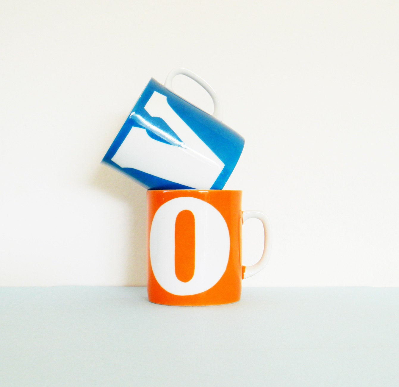 Vintage Typography Coffee Mugs/Letter Mugs/Vintage Coffee Cups