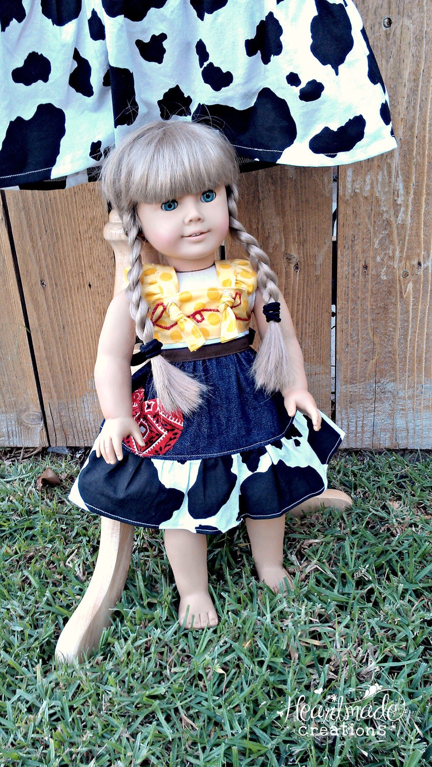 Dolly and Me - Everyday Princess - "COWGIRL JESSIE" inspired flutter sleeve knot dress for American Girl dolls 18" and 15"