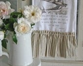 Flour Sack Kitchen Towel ... Farmhouse Style Cottage Chic Ruffle Garden Ticking Scripture "But They that wait upon the Lord"