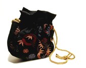 Vintage Evening Purse Drawstring Bag Metallic Fabric Formal
