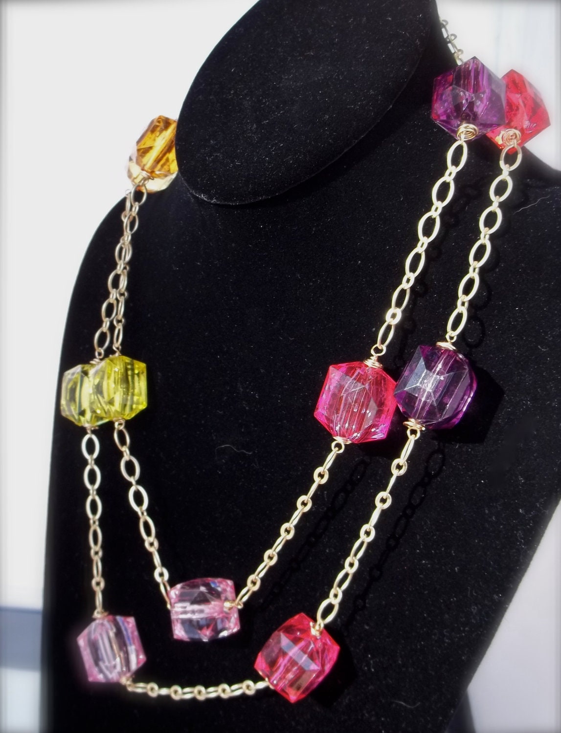 Colorful Lucite Bauble Link Necklace - strandedbygwyn