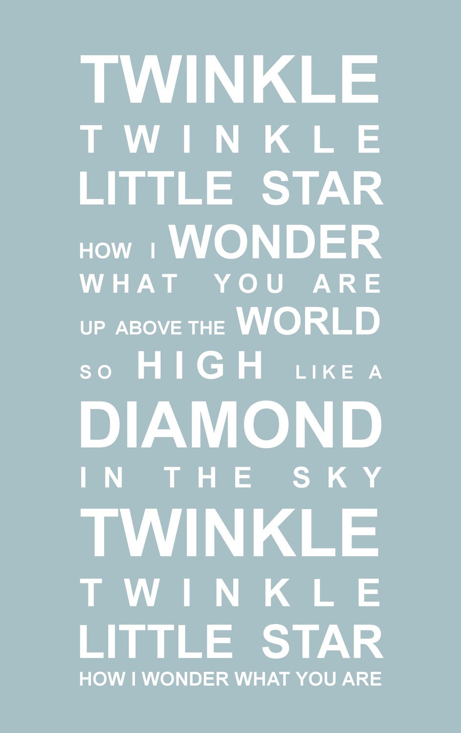 A5 unframed print Twinkle Twinkle - Nursery Print - Duck Egg