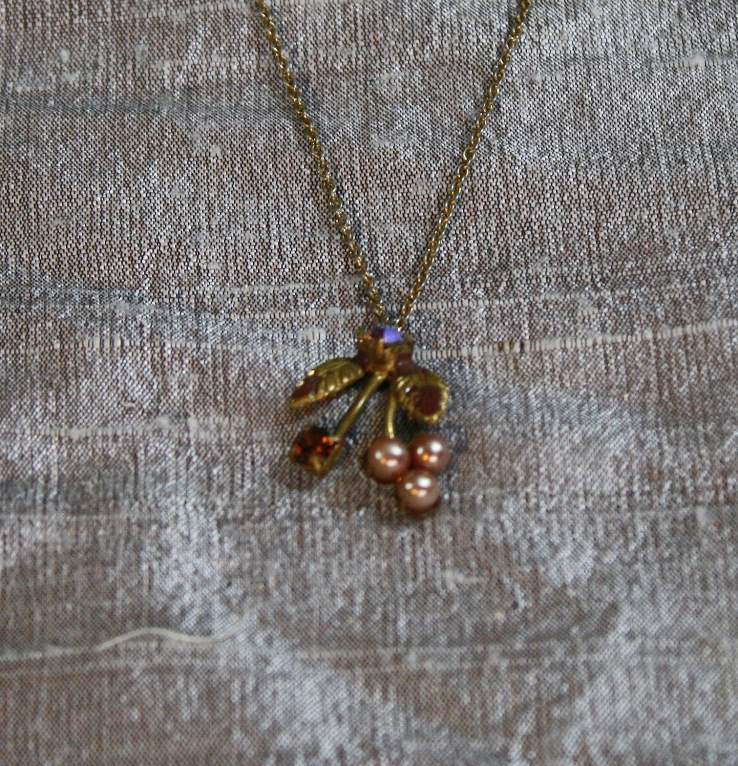 Vintage Up-Cycled Faux Pearl and Rhinestone Flower Pendant