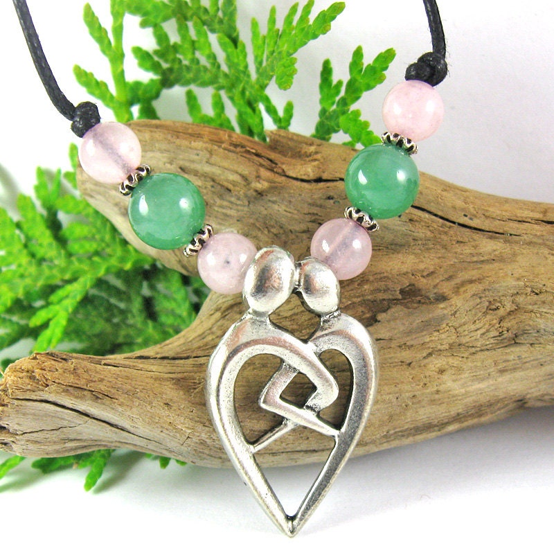 Heart's Desire Fertility Necklace - Rose Quartz and Green Aventurine