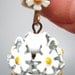 Vintage Earrings N Brooch Set Dangling Bouquet Of Daises 50s White Yellow Enamel Clip Summer