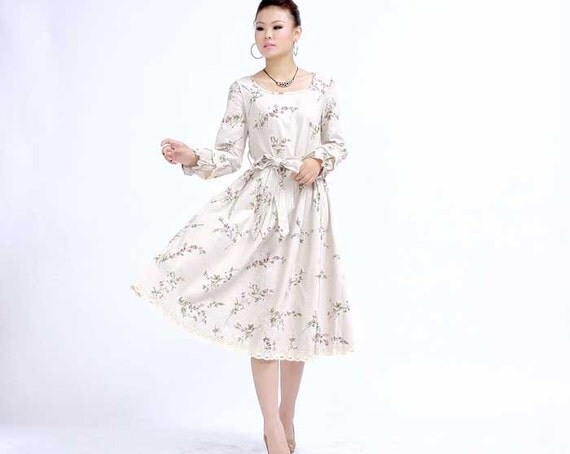 Midi floral linen dress (269)