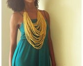 PROSPERITY---crocheted chain fiber necklace in "mango"