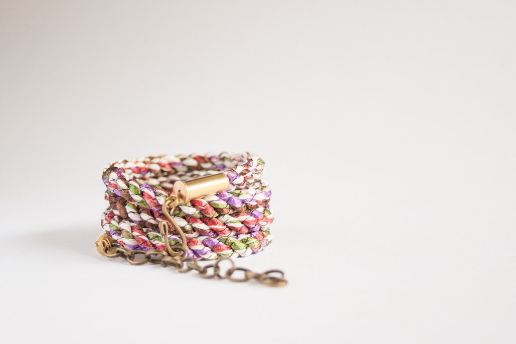 Braided wrap bracelet - multicolor rusty