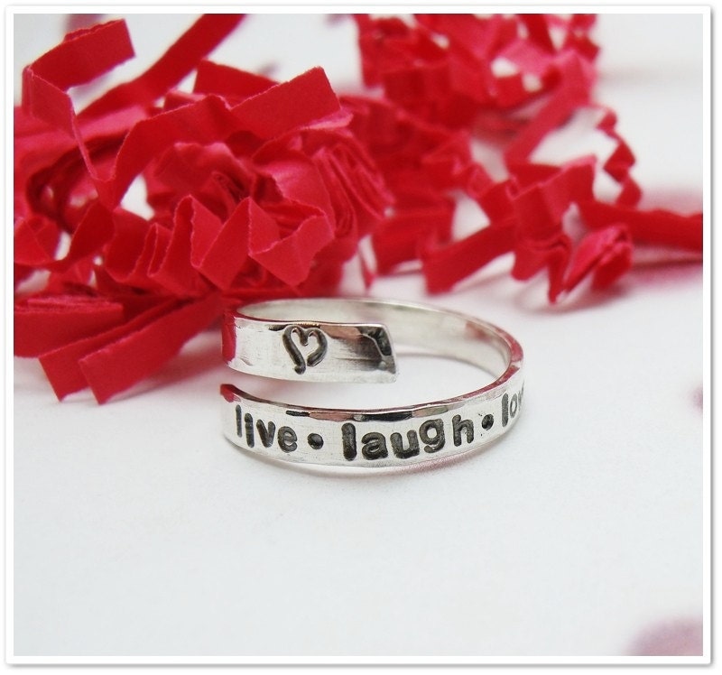 SALE -Sterling Silver Personalized Wrap Ring - Hand Stamped