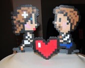 Custom Pixel Art  Bride and Groom Wedding Cake Toppers SNES Earthbound style sprites personalized to look like you and your spouse