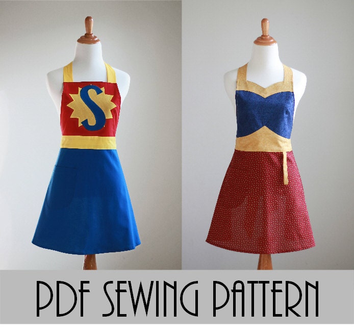 The SUPER WONDER MOM Woman's Apron Pattern - Super Hero Apron Pattern in Two Styles with Many Variations