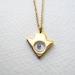 Gold arrow pendant necklace, geometric triangle, 14k gold plate chain, window and rhinestone