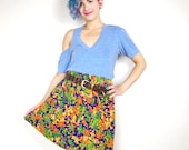 Honey Moon Muse OOAK Vintage Neon Floral Festival  Skirt (S/M)