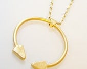 Big Golden Horse Shoe Tribal Long Necklace- Boho Jewelry
