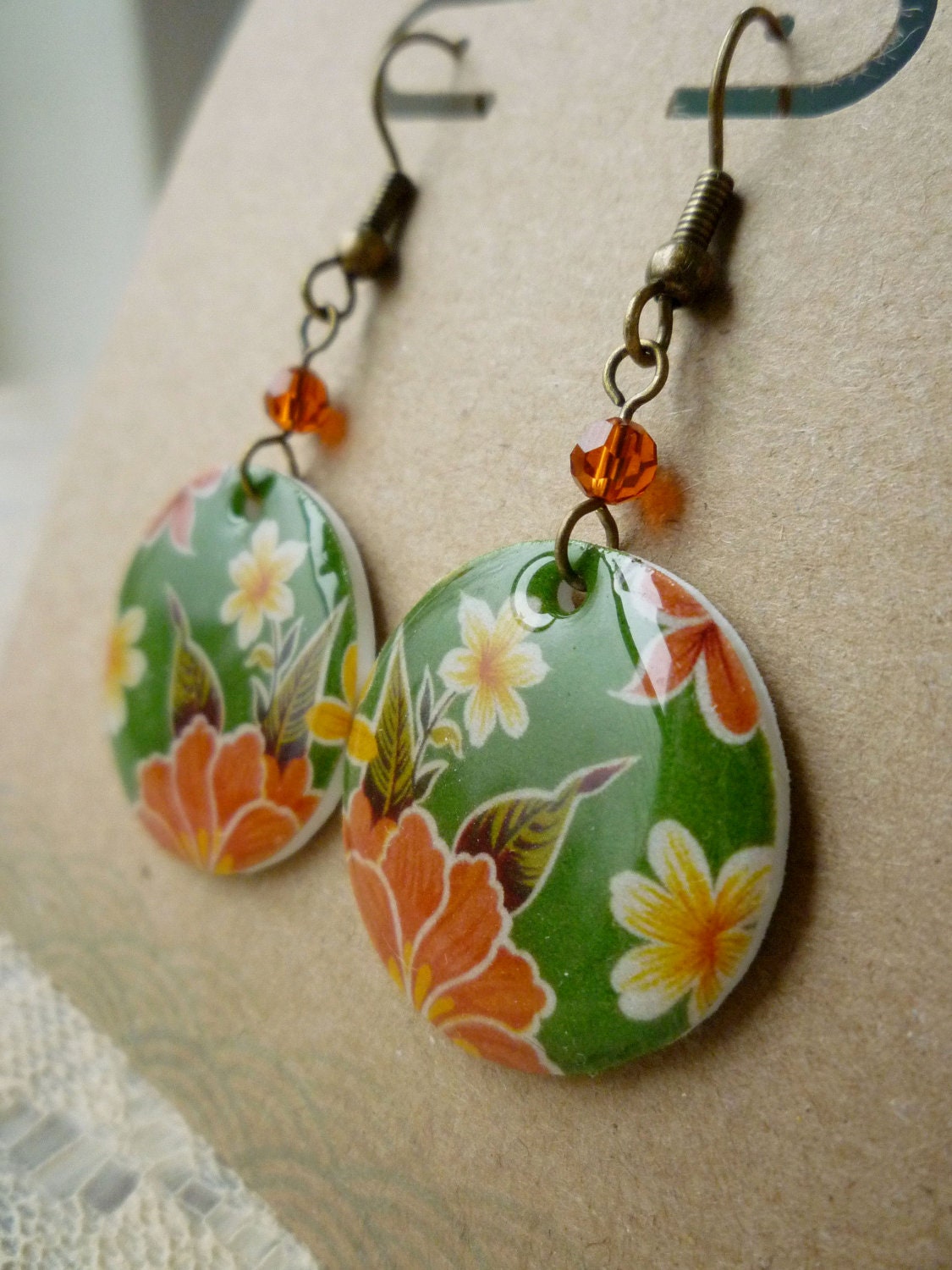 Tropical Green - Mexican Oilcloth Inspired Earrings