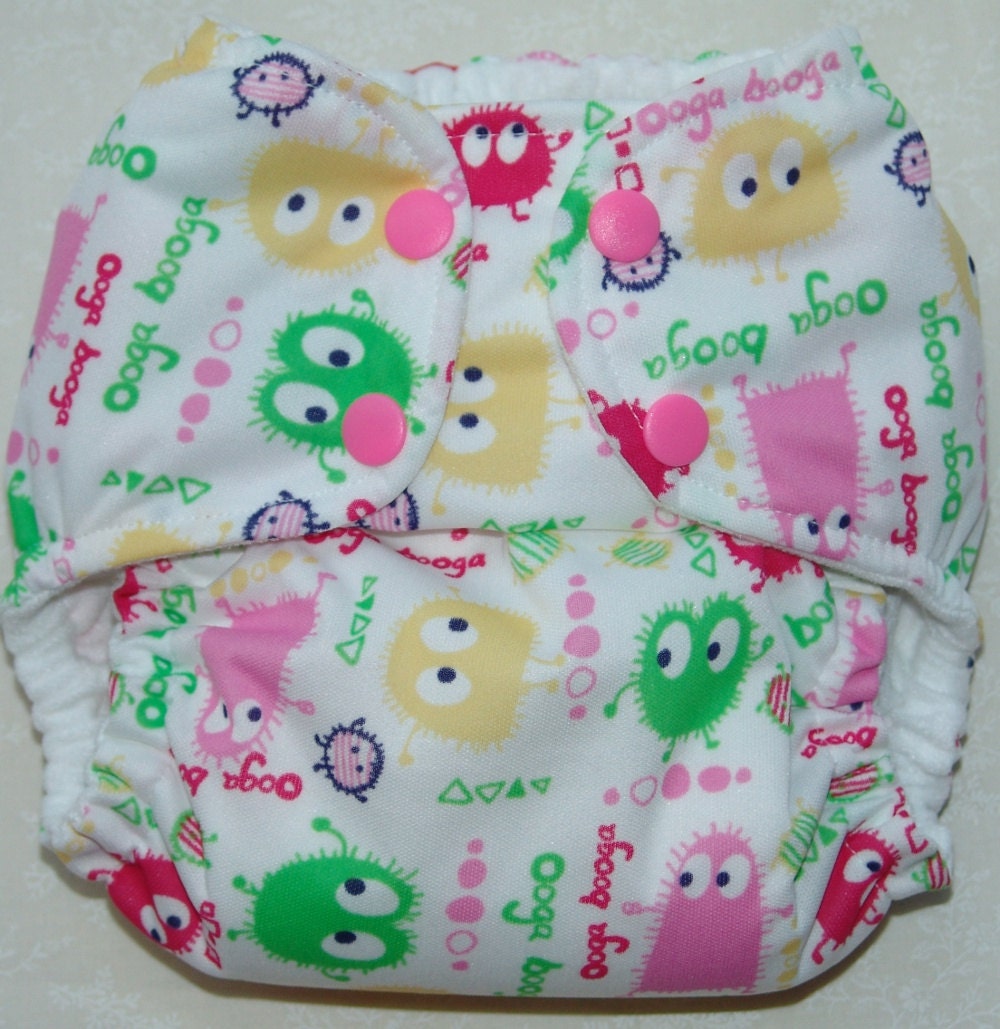 Spring ooga booga Monkey Nykibaby One Size Pocket Diaper Made to order