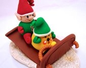Santa's Elf Parker StoryBook Scene - Twelve Days of Christmas Polymer Clay Figurine