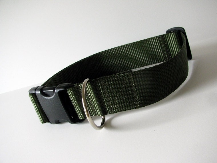 LARGE 1 1/2" Simply Army Green dog collar