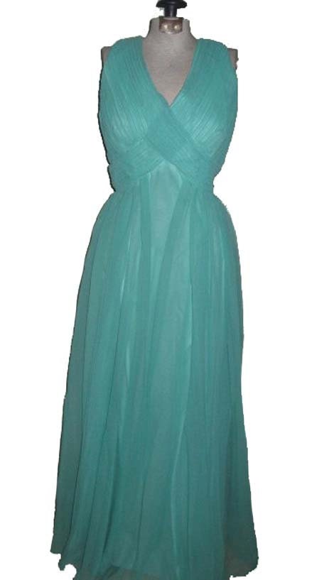 25% Off Sale Vintage Grecian Goddess Jack Bryan Dupuis Seafoam Chiffon Cocktail Evening Dress Large XLarge