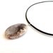 Black leather necklace jasper stone pendant grey unisex men women rocker