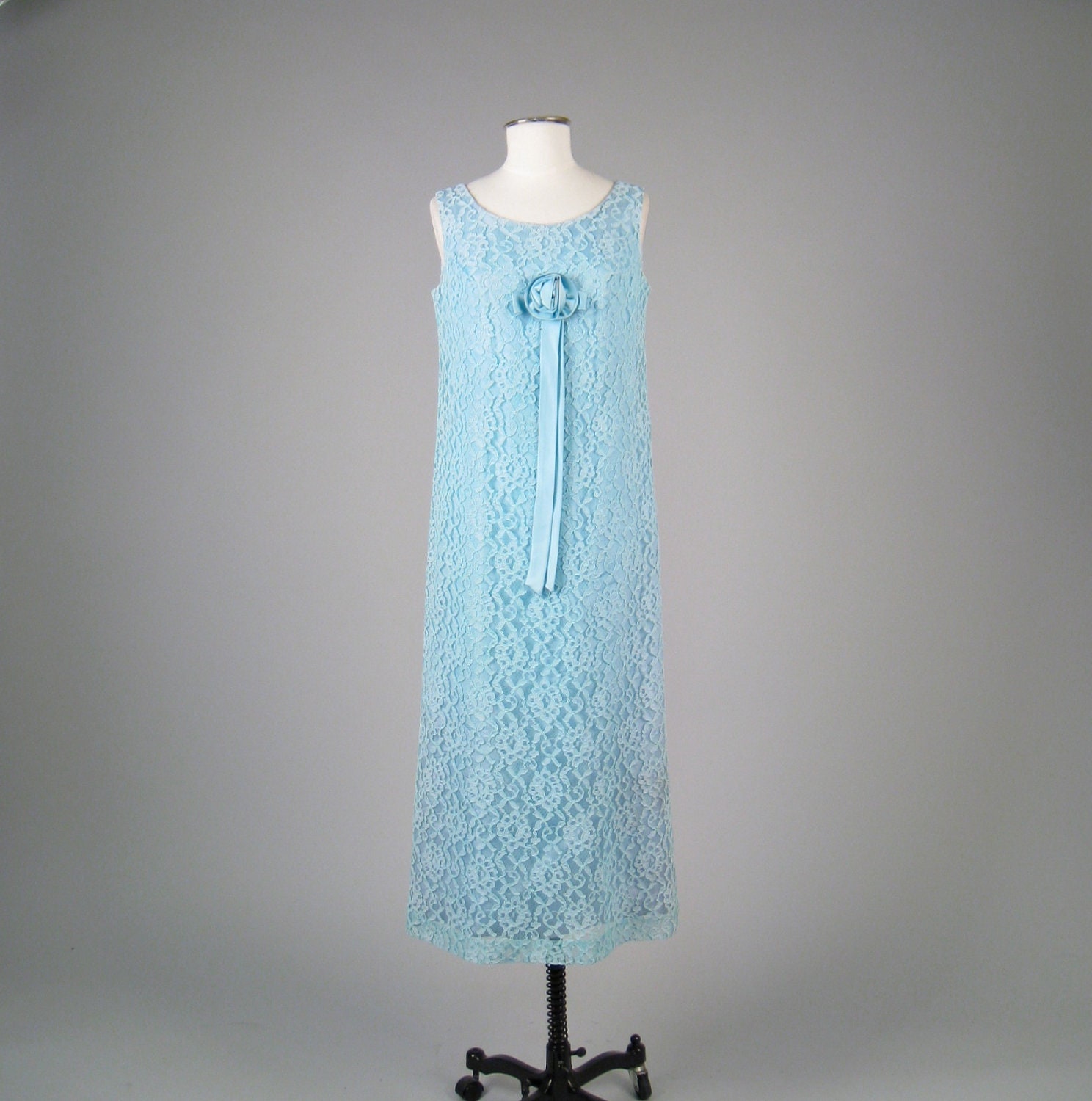 SALE SALE SALE Vintage 1970s baby blue lace column dress