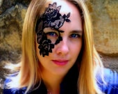 Womens Halloween Costume Accessory Lace Mask adheres with included spirit gum