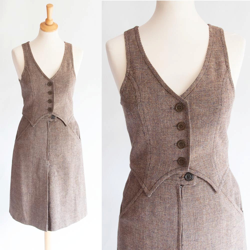 Tweed Wool Western Style Twinset / XS