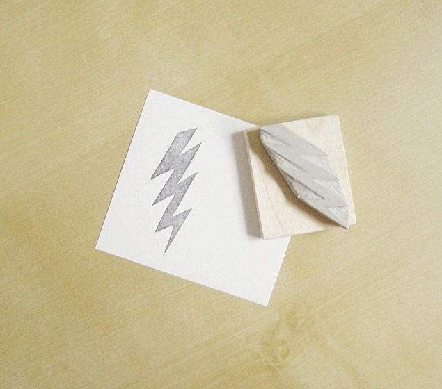 Lightning Bolt Hand Carved Stamp