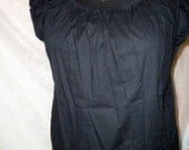 Black Natural or White Cotton Pesant Blouse Gothic Steampunk Victorian Lolita Chemise  Cap Sleeve