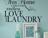 Love and Laundry Vinyl Wall Decal Quote Home Lettering