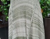 Off Kilter Origami Dress - Off White/Sage Green - Handknit Art to Wear