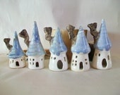 Fairy Houses - White with a Blue Roof - Your Choice -- 1 House